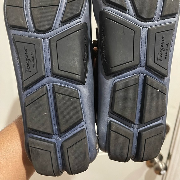 Rare Salvatore Ferragamo Driving Shoes Blue/Tan Sz 10.5 D - Picture 12 of 16